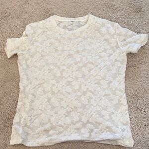 Wilfred Cream Floral Lace Short Sleeve Tee Aritzia
